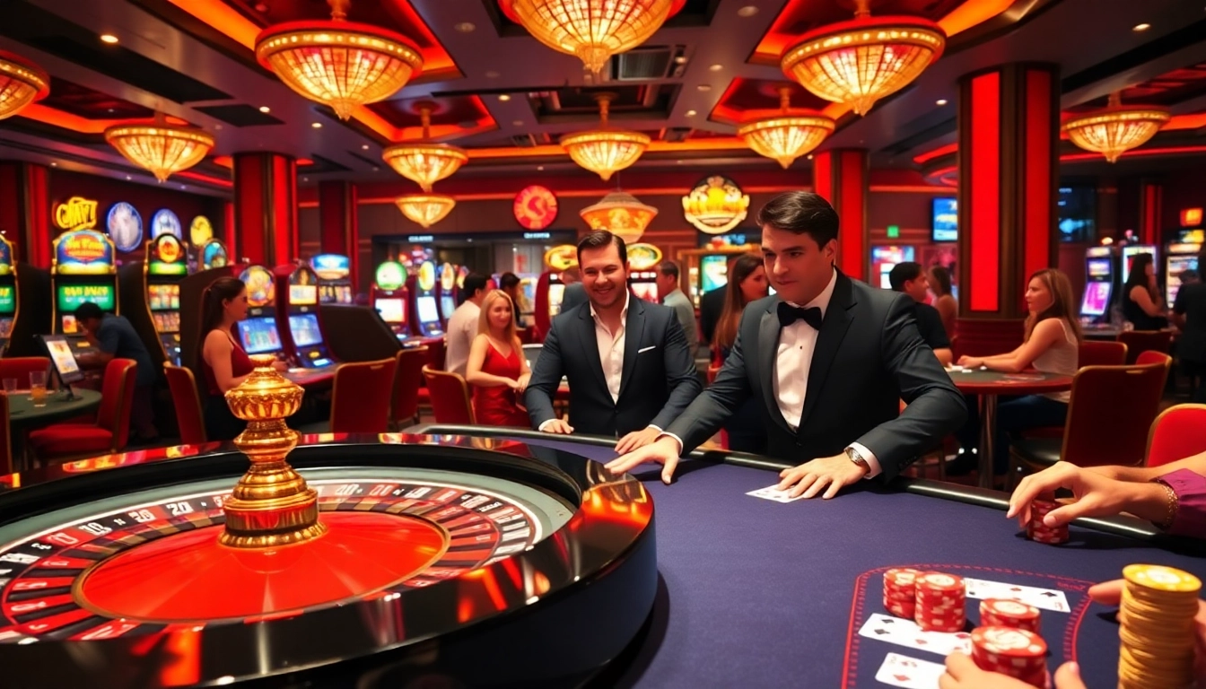 Experience thrilling games at MMOO casino with vibrant roulette tables and poker chips.