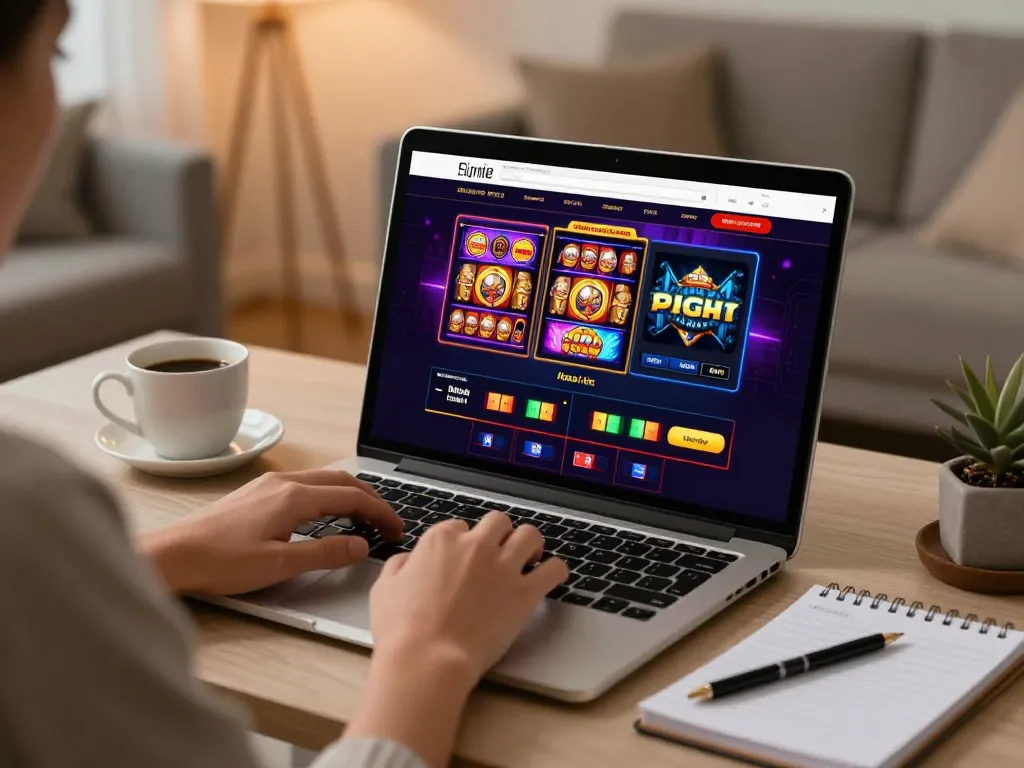 XX88 engaging players with vibrant online casino games on a laptop in a cozy setting.