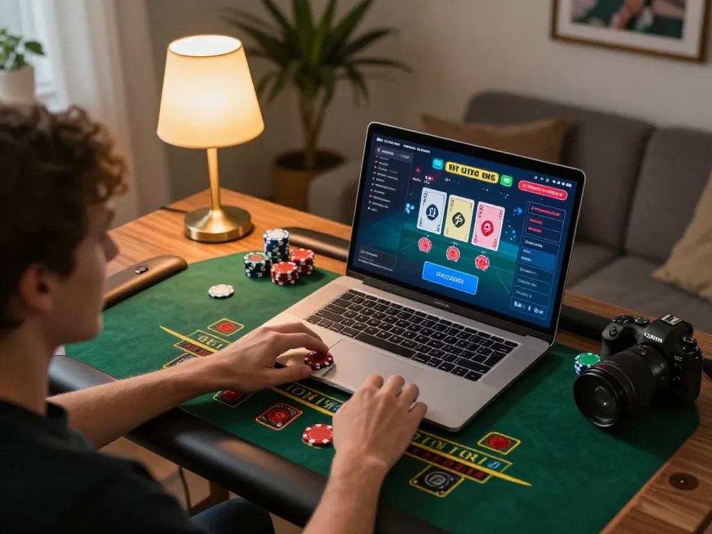 Player engaging in live blackjack online at home with c168 chip strategy visible