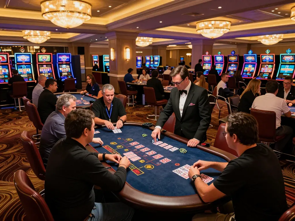 Players engaging in a thrilling blackjack game at 789bet casino table, creating a captivating gaming atmosphere.