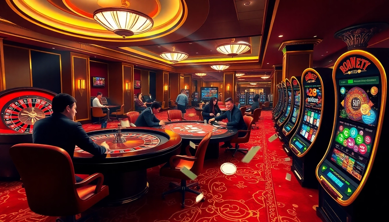 Players enjoying high-stakes games at 288kbet.in's luxurious casino scene.