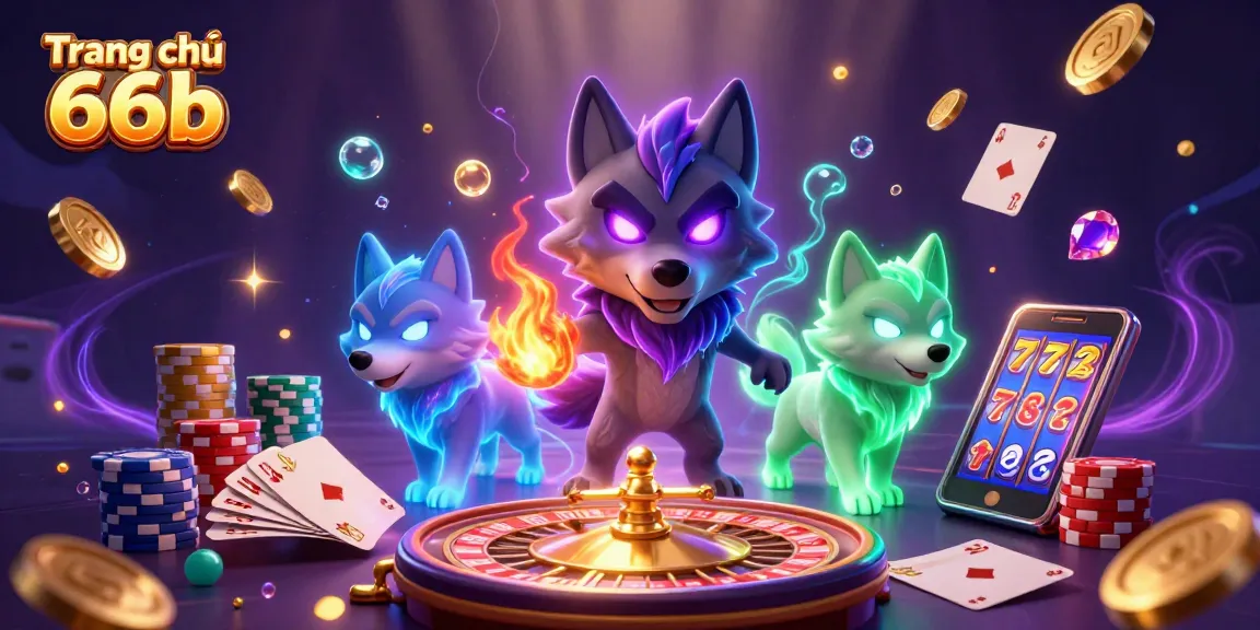 Engage with the excitement of Trang chủ 66b as glowing wolves and dynamic casino elements converge.