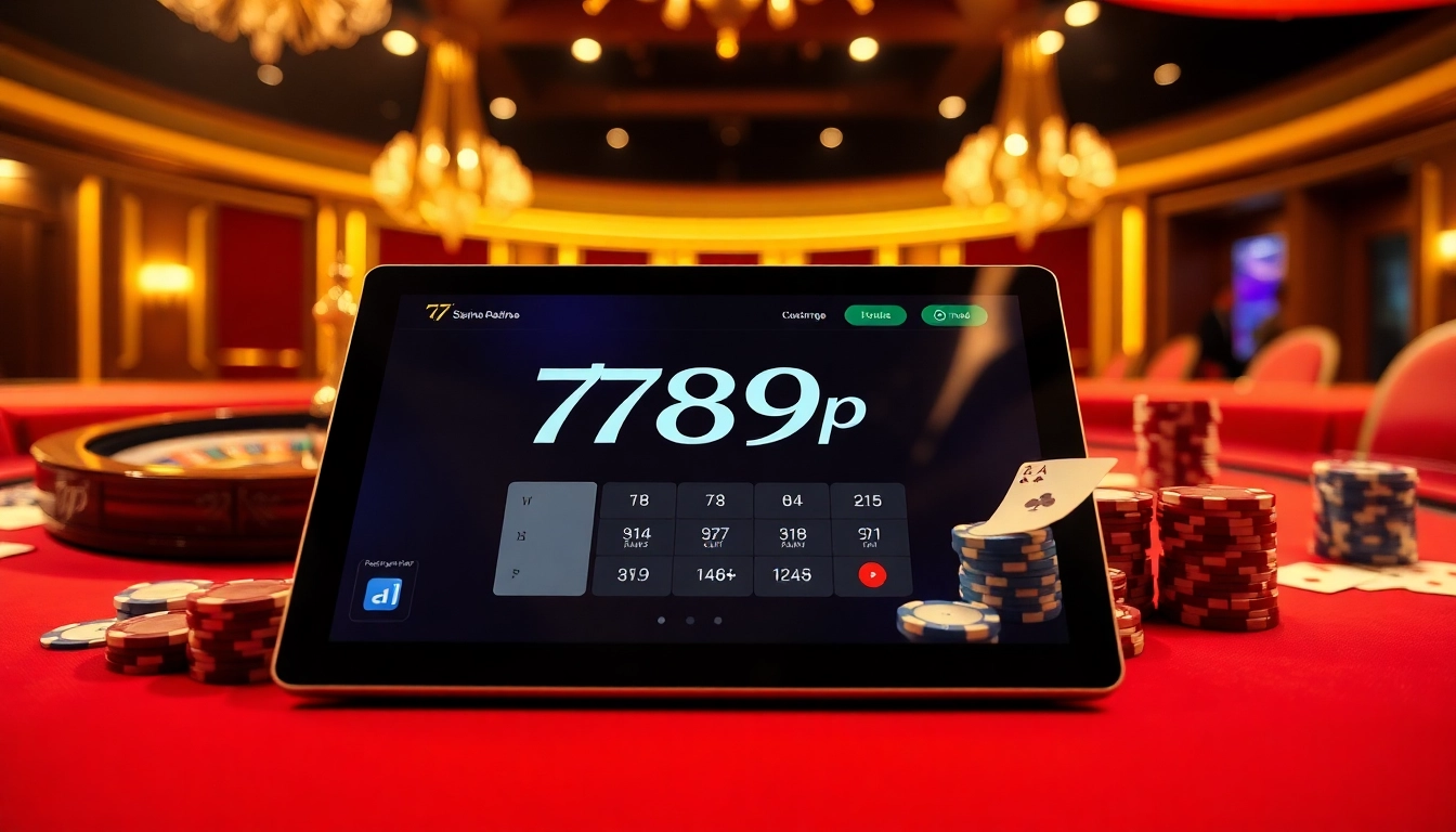 Experience the excitement of 789p in a luxurious casino scene with cards and roulette.
