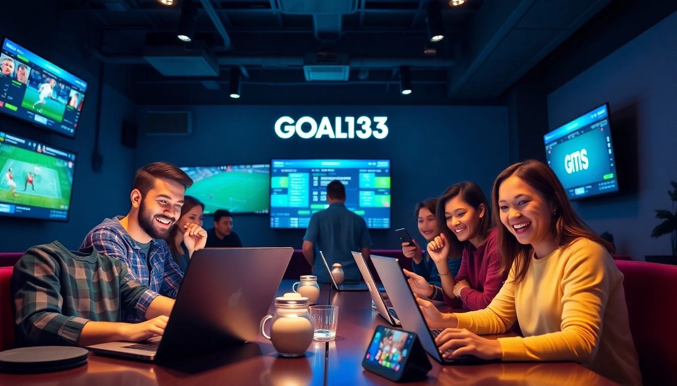 Goal123's interactive betting platform showcasing happy users involved in online gaming experiences.