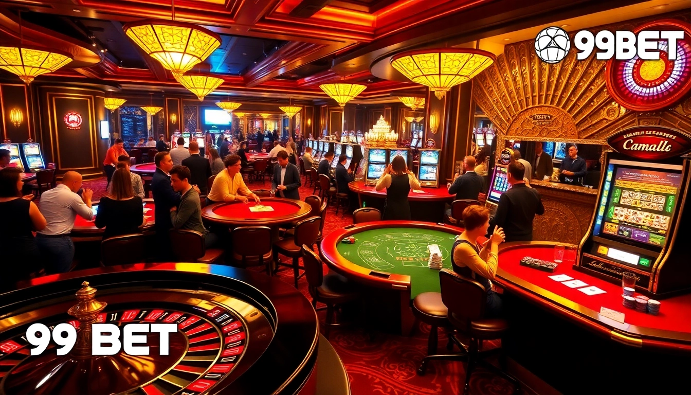 Exciting gambling scene at a casino featuring 89BET's vibrant games and atmosphere.