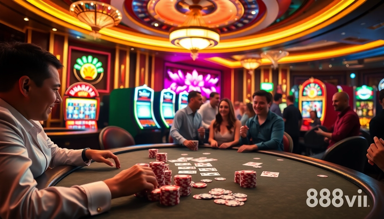 Experience high-stakes action at 888vi's luxury casino table with cards and chips.