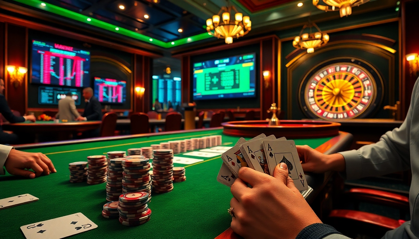 Gambling scene with luxurious casino table featuring hidden wiki poker strategy elements.