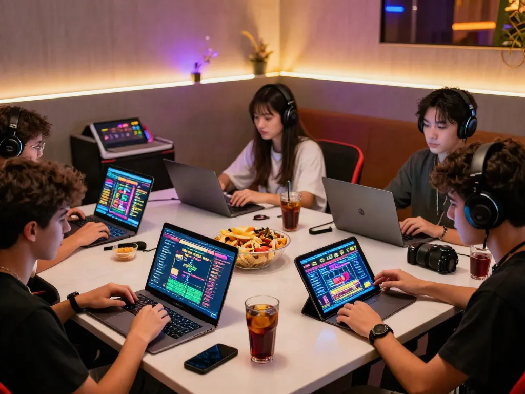 Engaged players exploring da88 online gaming experience in a vibrant lounge.
