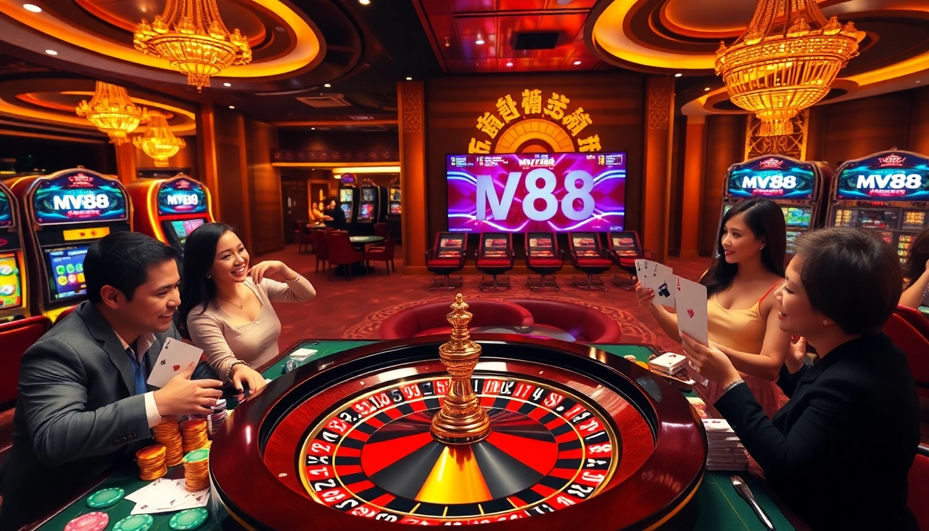Players enjoying exciting casino games, showcasing the vibrant MV88 atmosphere