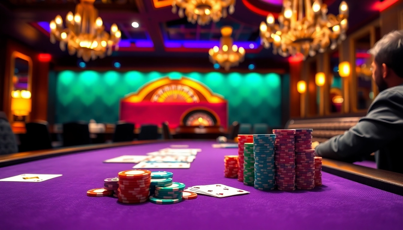 Action-packed poker game at 33WIN casino with vibrant chips and cards.