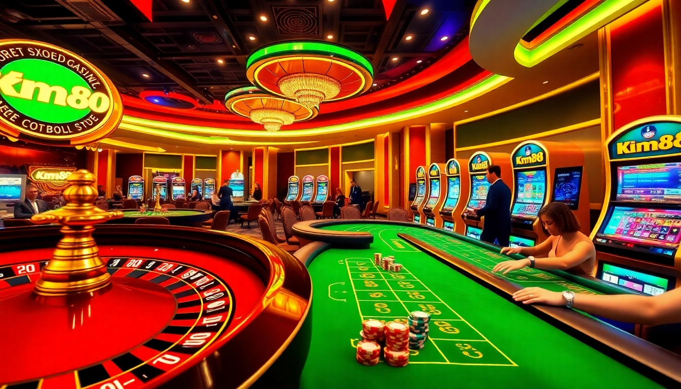 Experience the excitement of km88 casino gaming with dynamic poker chips and roulette action.