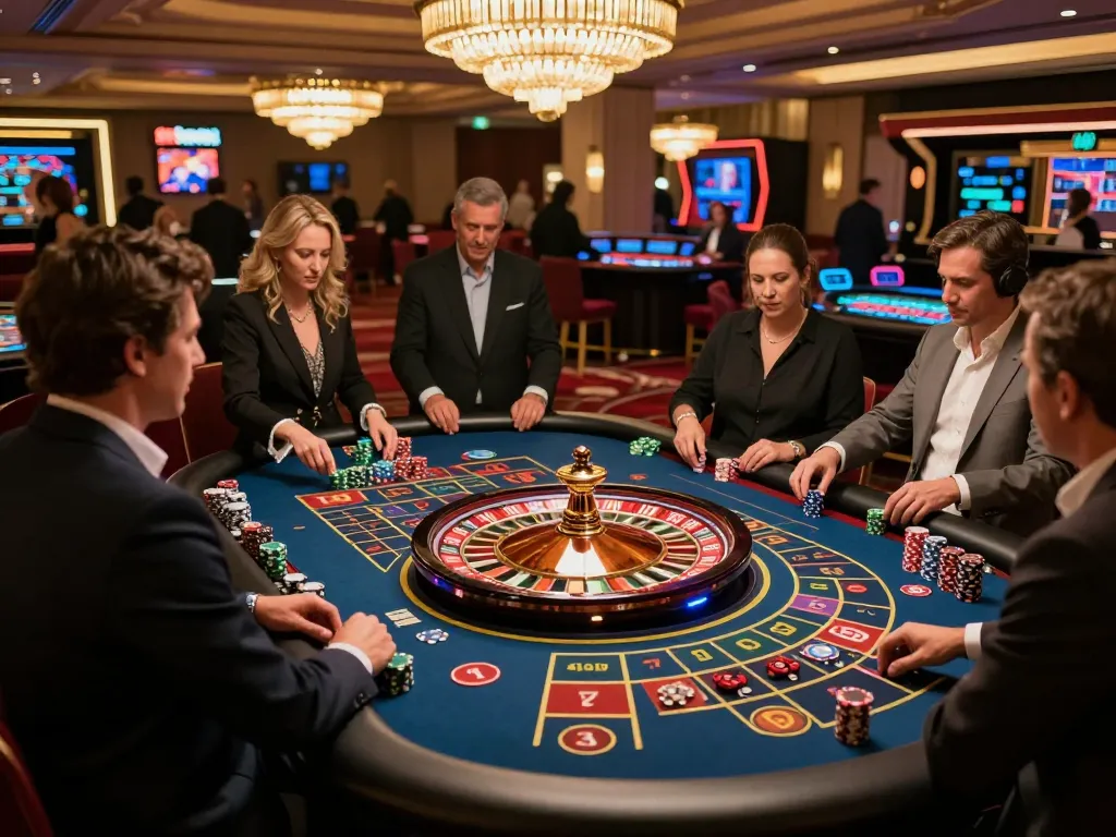 Players engage with the roulette wheel at hitclub casino, showcasing excitement and strategy.