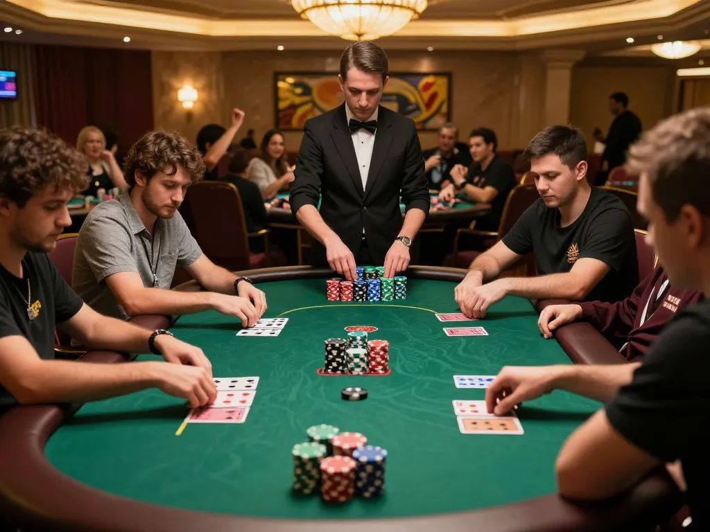 Experience thrilling poker gameplay at https://n188.build/ with vibrant chips and intense players.
