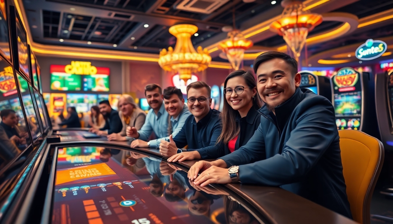 Engaging scene of players experiencing the energetic atmosphere of 888TOP's online casino.