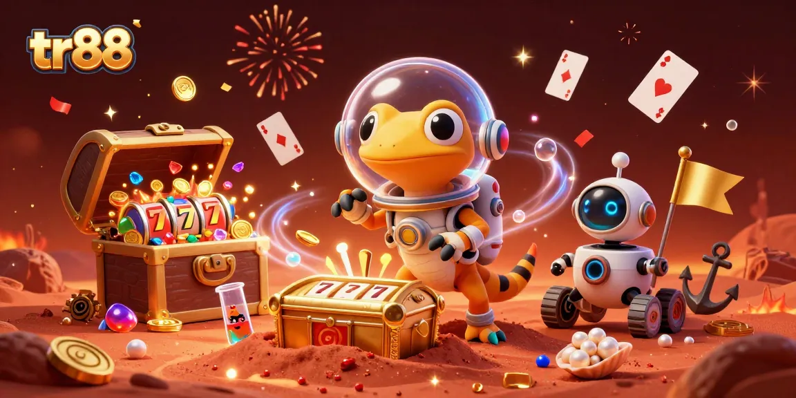 Experience the excitement of tr88 casino gaming with the Martian gecko discovering a golden treasure.