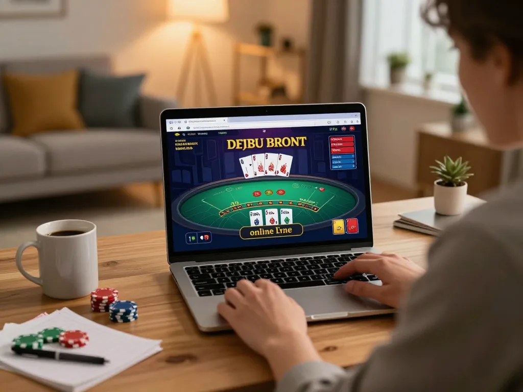 Player enjoying blackjack at go88 online casino on a cozy home setup