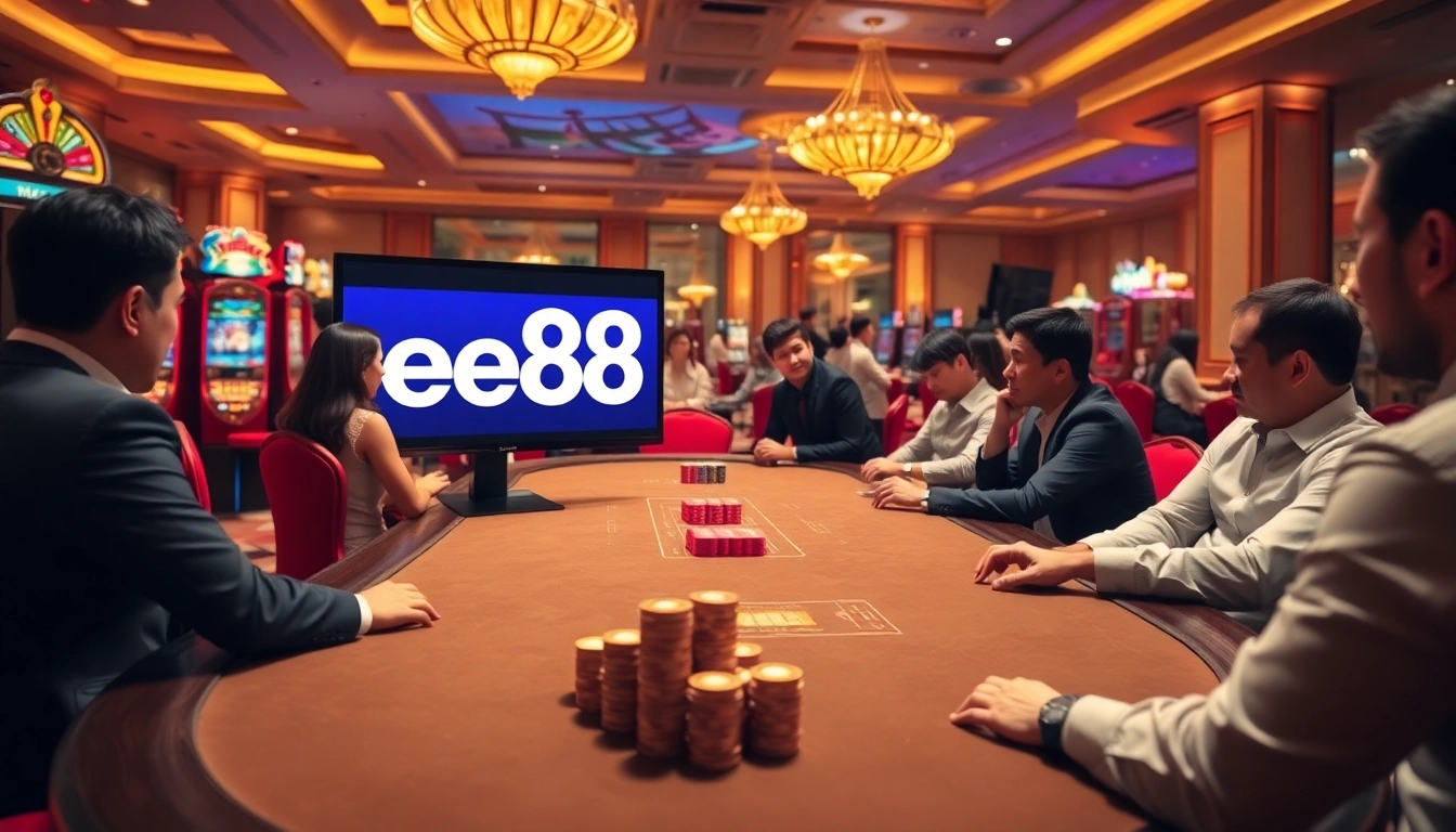 Engaging casino scene featuring the ee88 link đăng nhập, highlighting interactive gambling excitement.