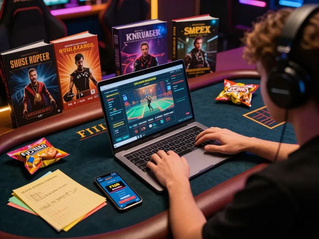 Player engaging with F168 live dealer game while studying strategies at a cozy home desk
