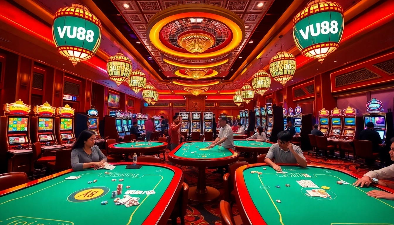 Engaging players at VU88 casino tables enjoying high-stakes bets and thrilling wins.
