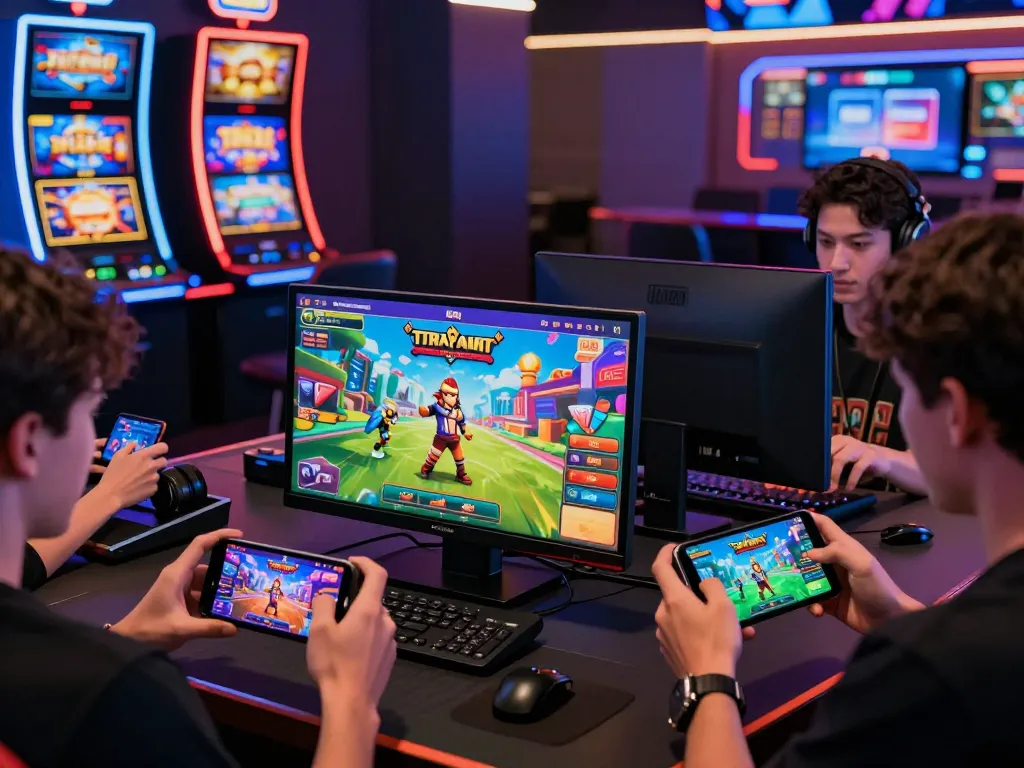 Engaging scene showcasing link tải b52club mới nhất with players enjoying mobile games in a dynamic online gaming environment.