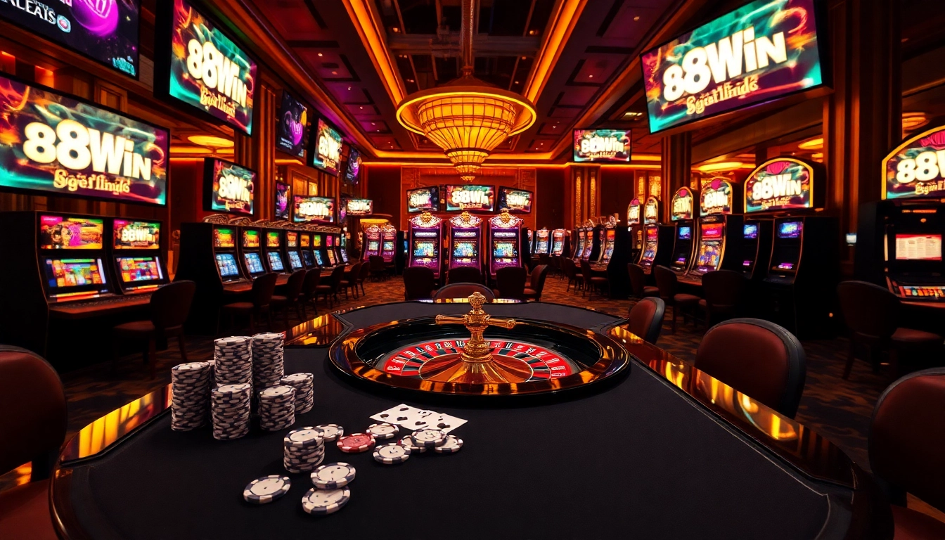 Engaging scene of a luxurious casino where players enjoy 98 WIN games at the poker table.