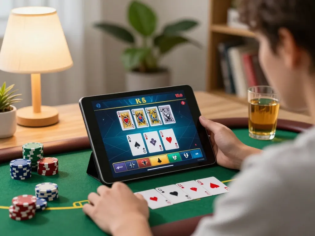 Experience thrilling games at RR88 while playing blackjack on a tablet in a cozy setting