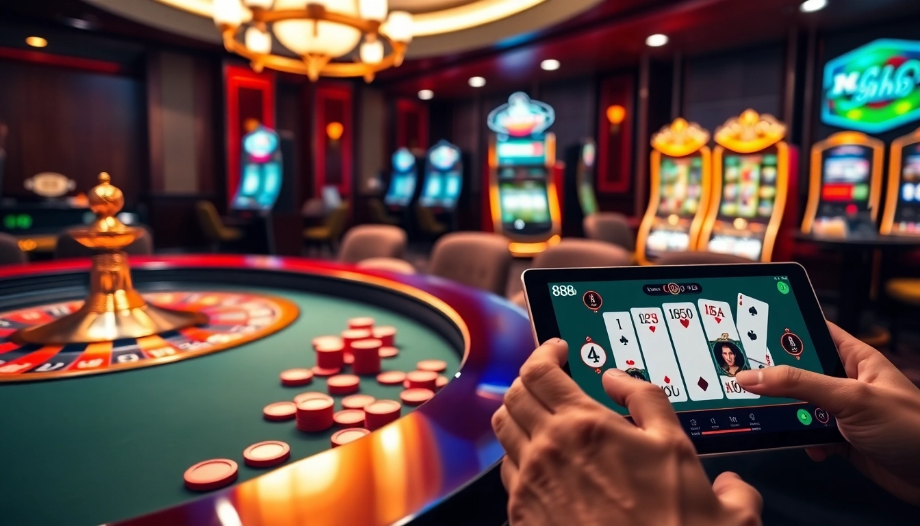 Experience the thrilling tables and gaming action of 888b in a luxurious online casino setup.