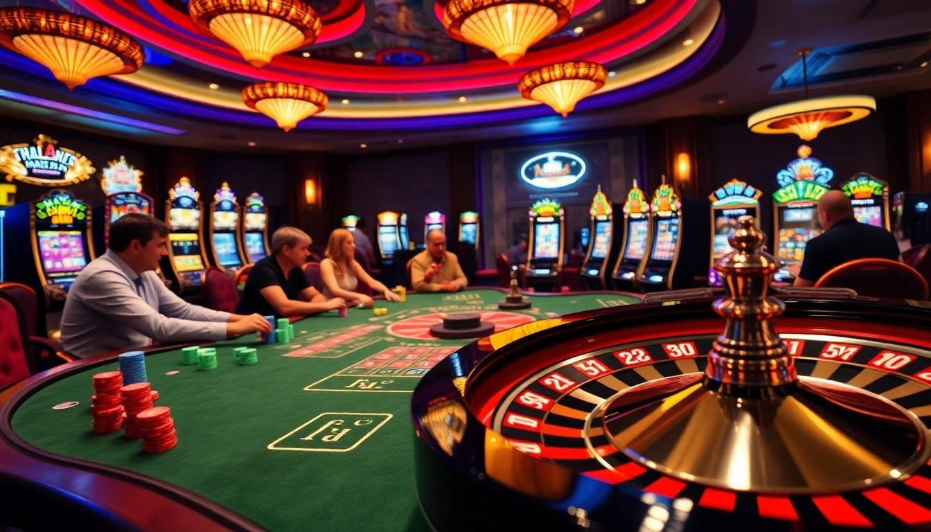 Engaging players at KJC casino tables in a vibrant and luxurious gaming environment.