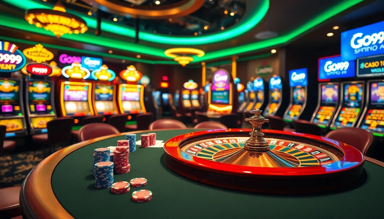 Engaging poker table scene at a casino showcasing Go99's exciting gaming options.