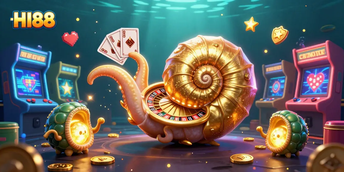 Experience the thrill at HI88 with an ancient nautilus roulette and glowing game elements.