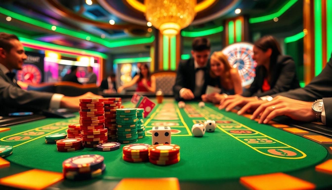Engage in a Go8 betting strategy at a vibrant casino table with poker chips and roulette wheel.