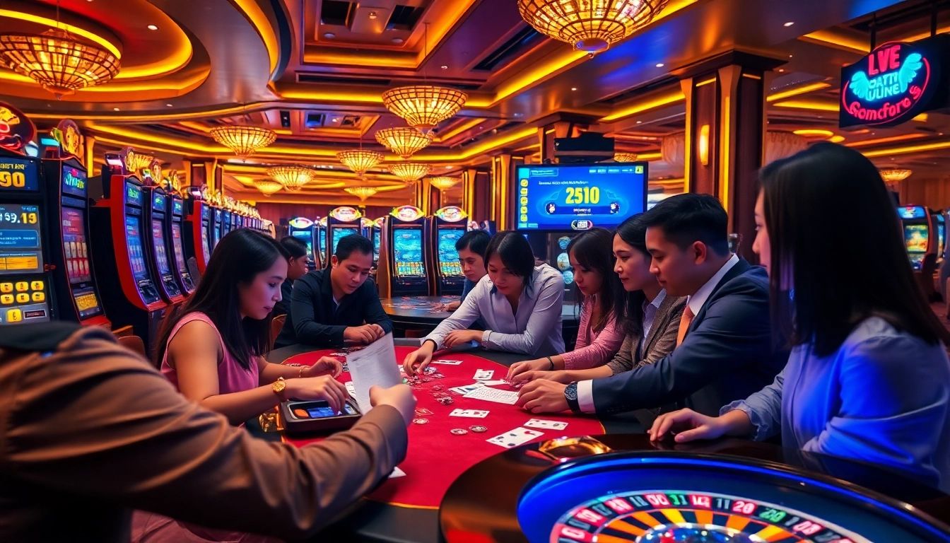 Engaging players experiencing the excitement of Lô đề online in a luxurious casino.