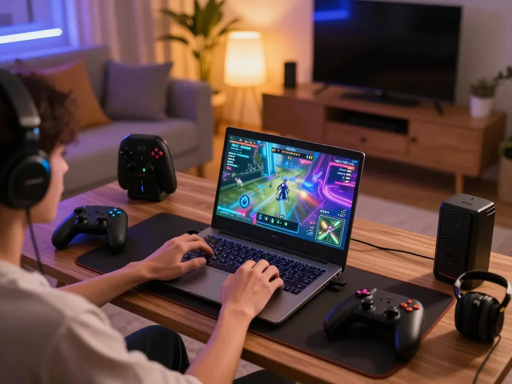 Nohu90 player focused on strategy at a comfortable home gaming setup with laptop