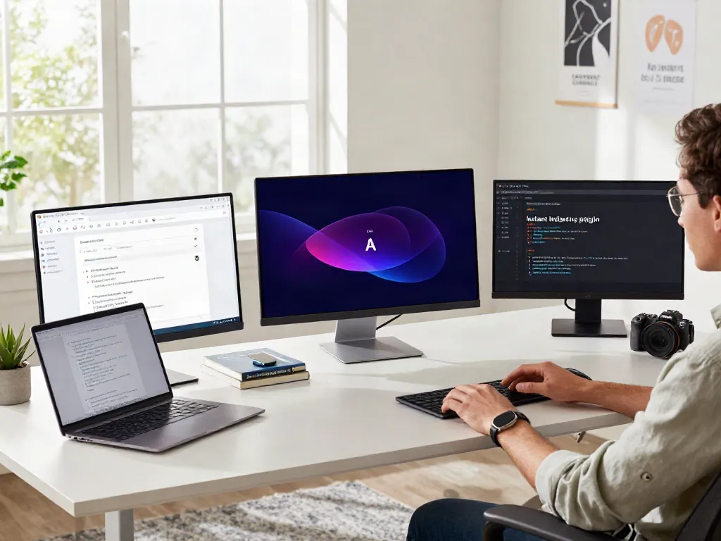 Instant indexing solutions in a modern digital workspace with a professional working.