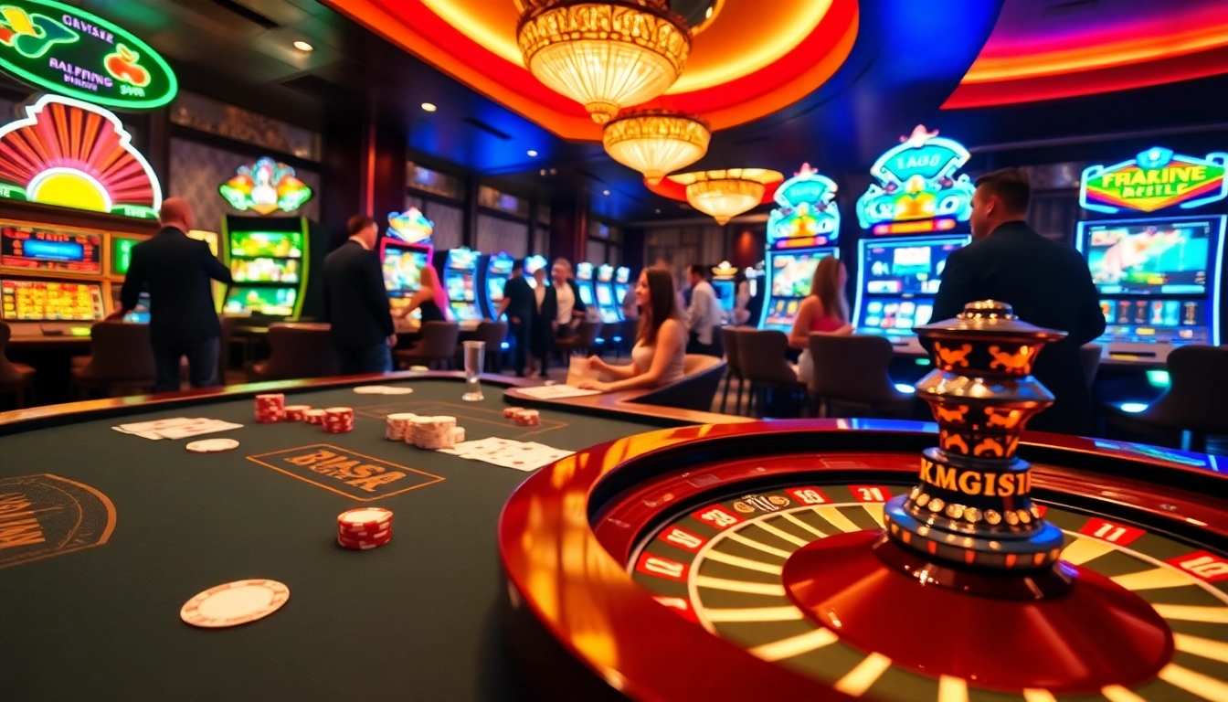 Daga gamblers strategizing at a luxurious casino poker table with vibrant chips and exciting roulette