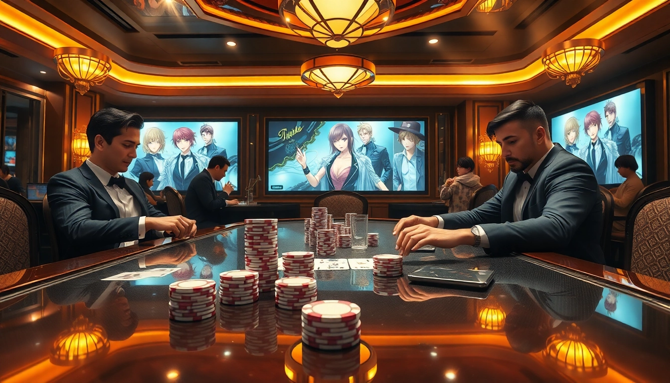 Experience thrilling poker gameplay infused with nettruyen manhwa elements at a luxury casino.