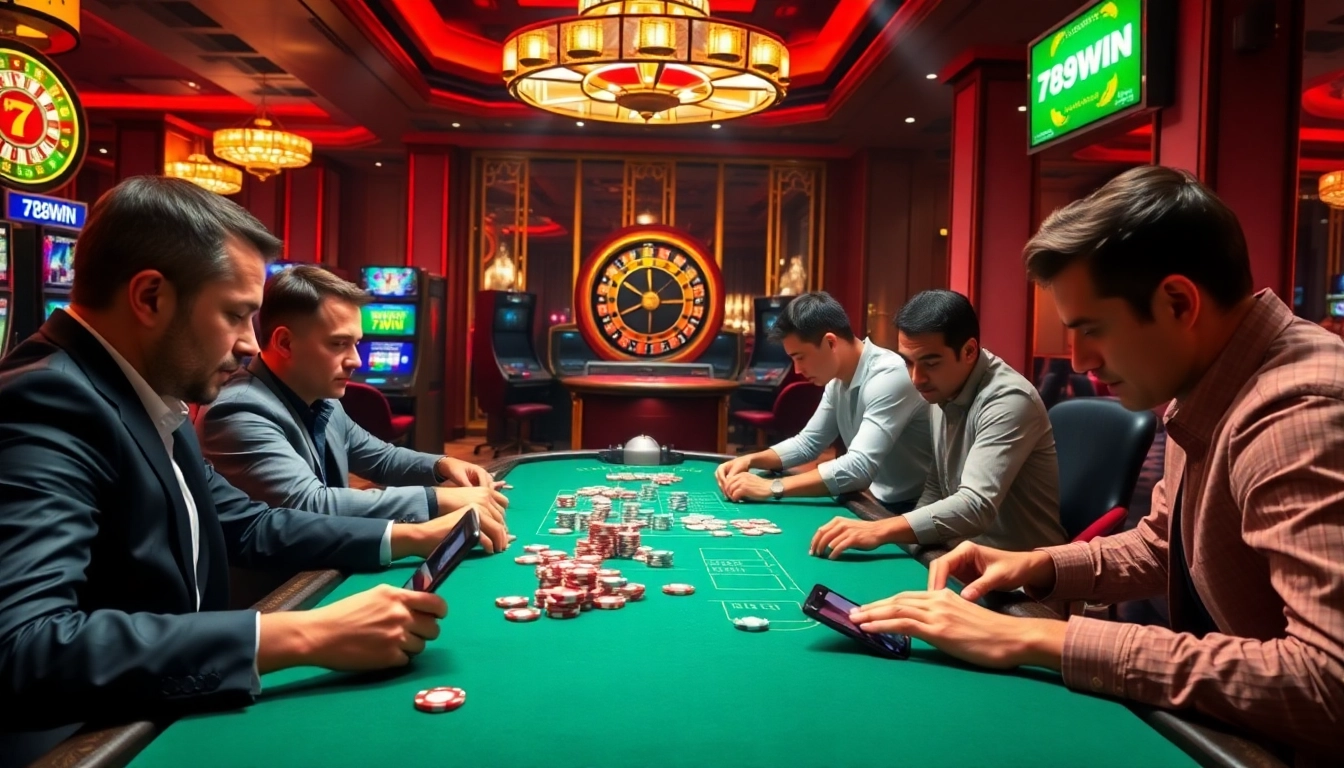 Players engaging in thrilling poker action at 789WIN casino table.