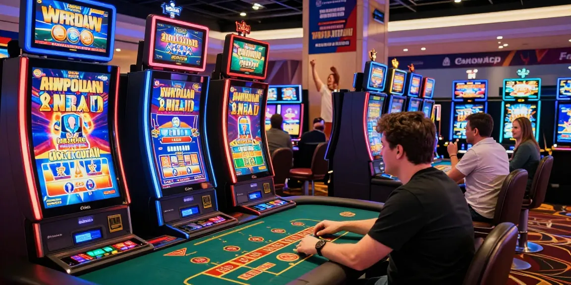 Exciting gaming scene at casinos not on GamStop 2026 with players enjoying vibrant slot machines and table games.