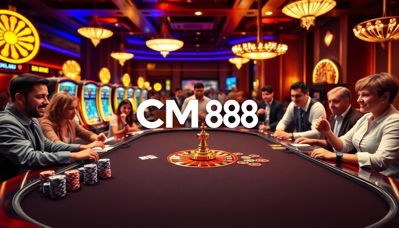 Players engaging in online gambling at CM 88, enjoying an exciting casino atmosphere.