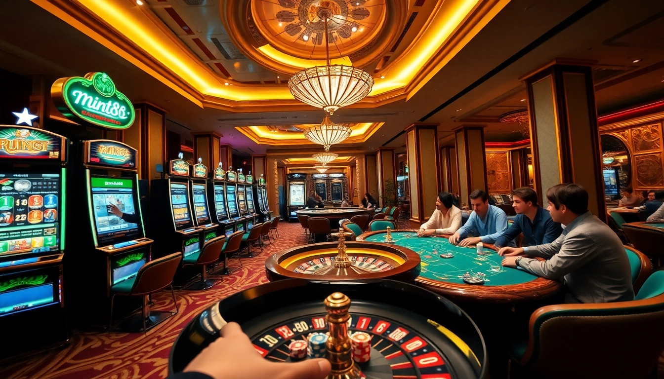 Experience the thrill of mint88 with vibrant slot machines and lively poker tables in a luxury casino.