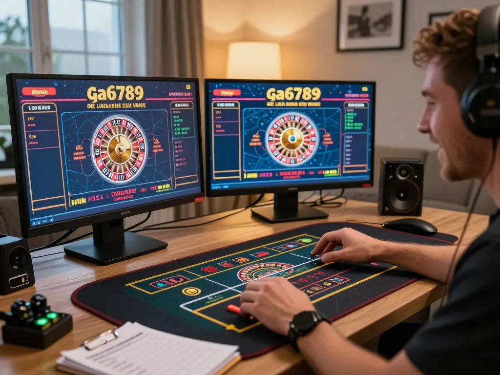 Player engaging with ga6789 online casino platform, showcasing live dealer excitement.