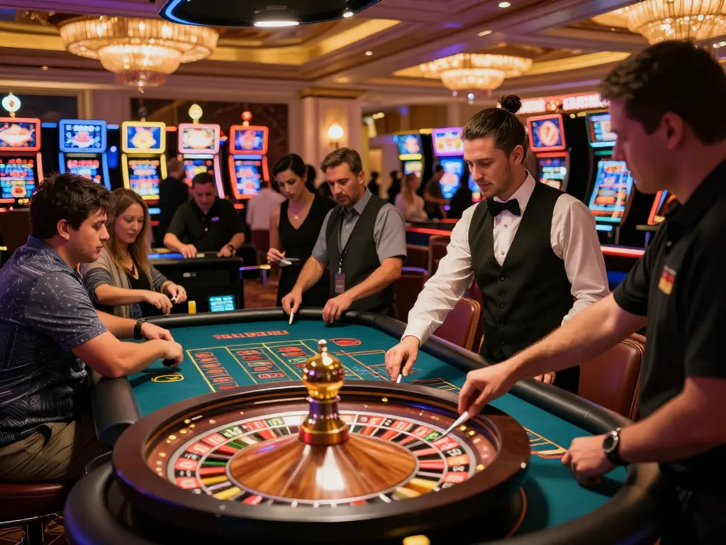 Watch players engage in thrilling bets at a roulette table, showcasing the excitement of https://lucky88za.com/ in a vibrant Vegas casino.