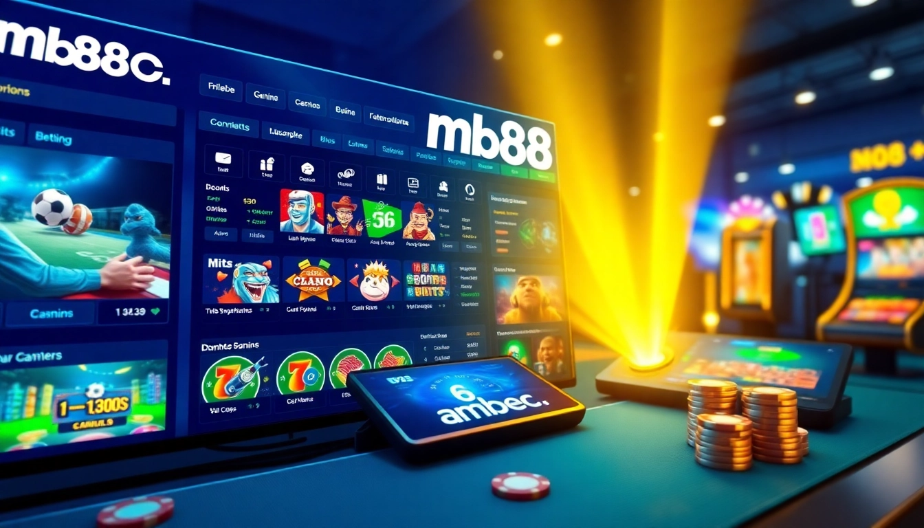 Explore the dynamic online gambling interface of Mb88.games, featuring vibrant gaming options and a user-friendly design.