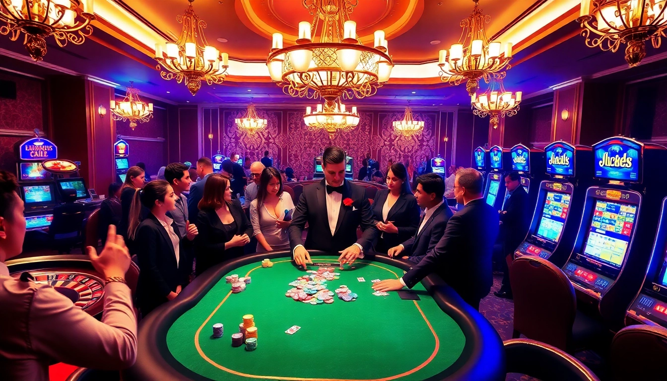 Engage with the thrill of lv88 bet at a glamorous poker table surrounded by excitement.