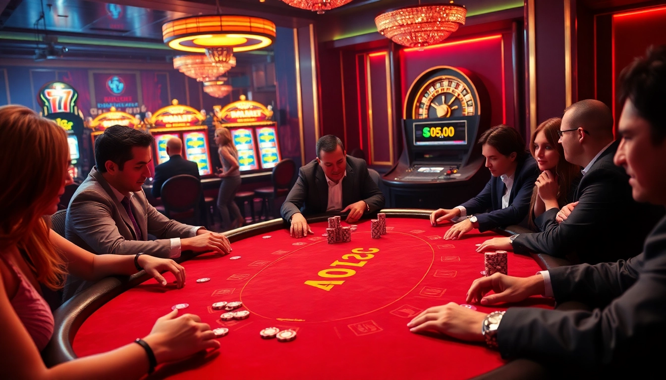 SODO66 poker players engage in a thrilling game at a luxurious casino table.