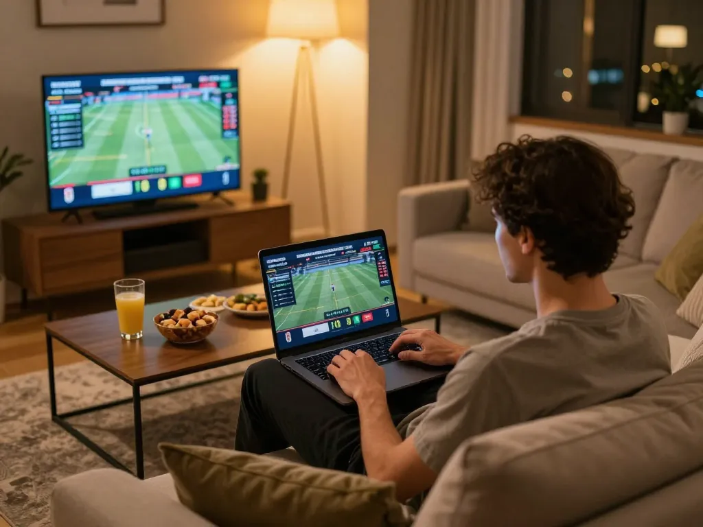 Experience thrilling online sports betting at O8 with a cozy setup and live game feeds