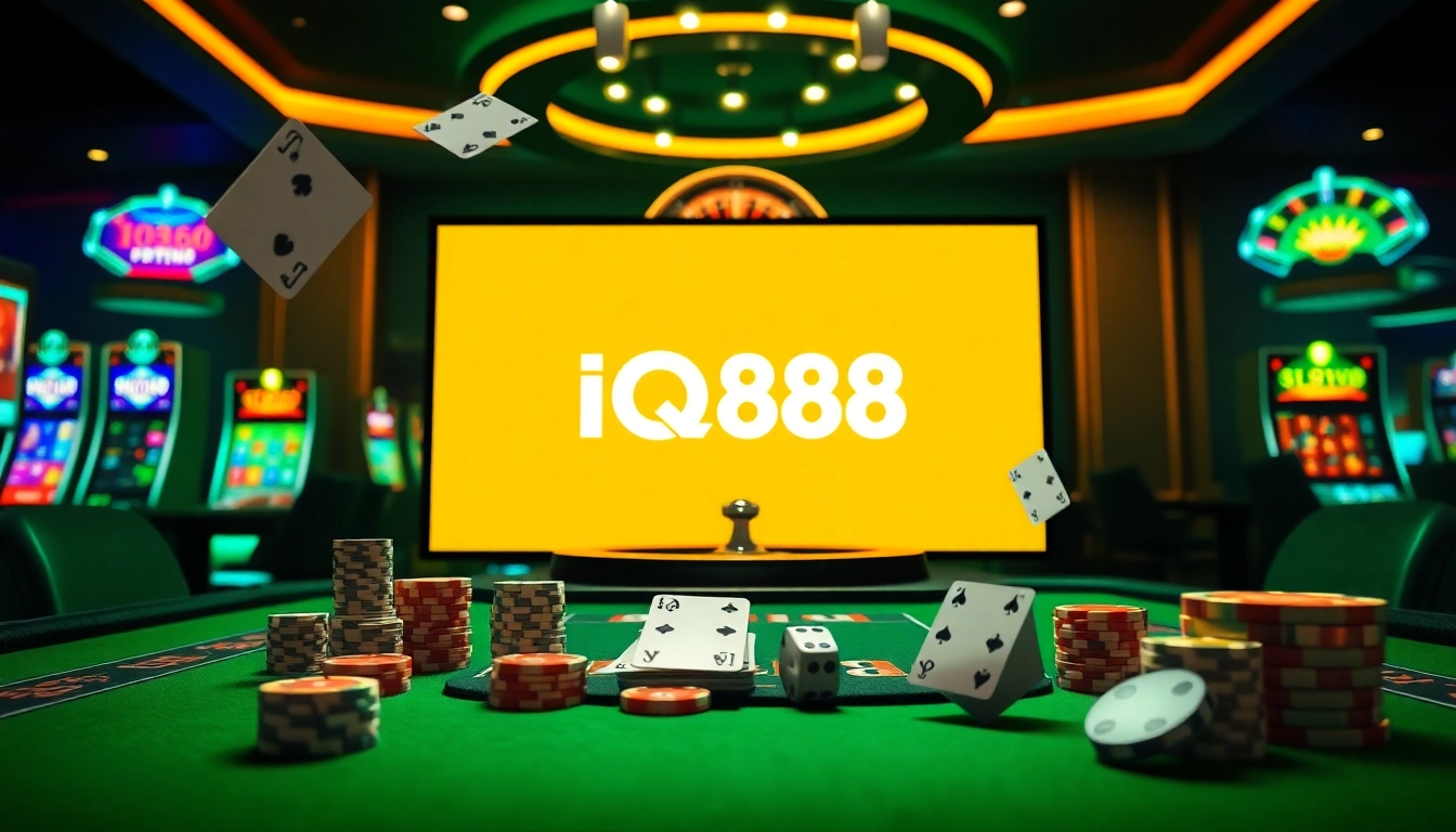 Experience high-stakes gambling at IQ88 with luxurious tables and vibrant slot machines.