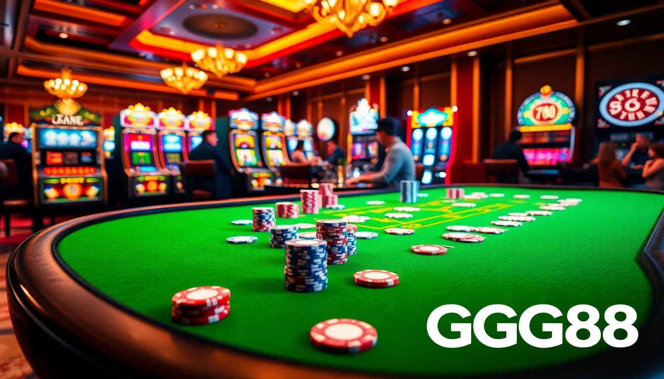 Experience the thrill of GG88 gaming with vibrant casino tables and excited players.