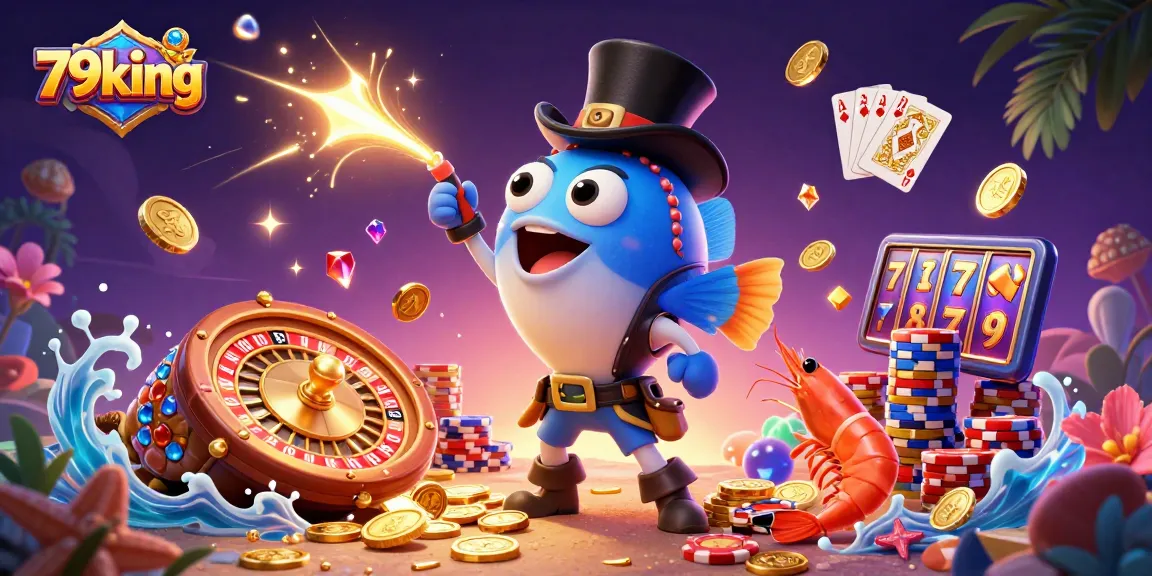 Engage with 79king in vibrant 3D casino action featuring lucky charms and gaming elements.
