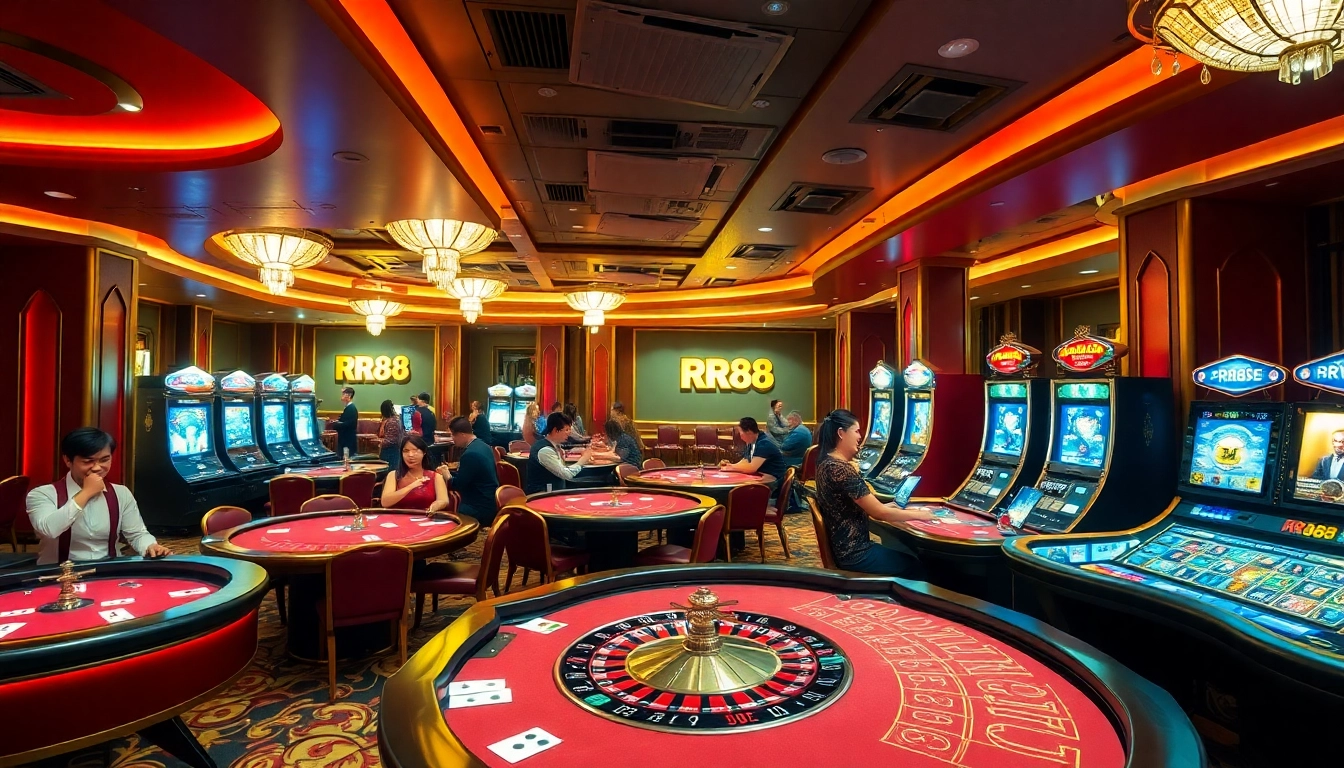 Experience winning strategies at RR88's luxurious casino environment with professional dealers and vibrant games.